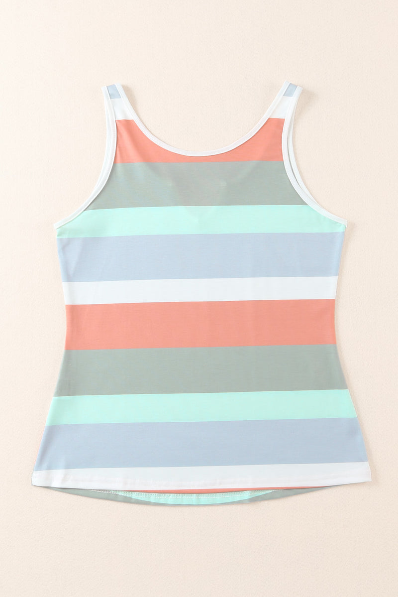 Zahra Striped Notched Neck Tank