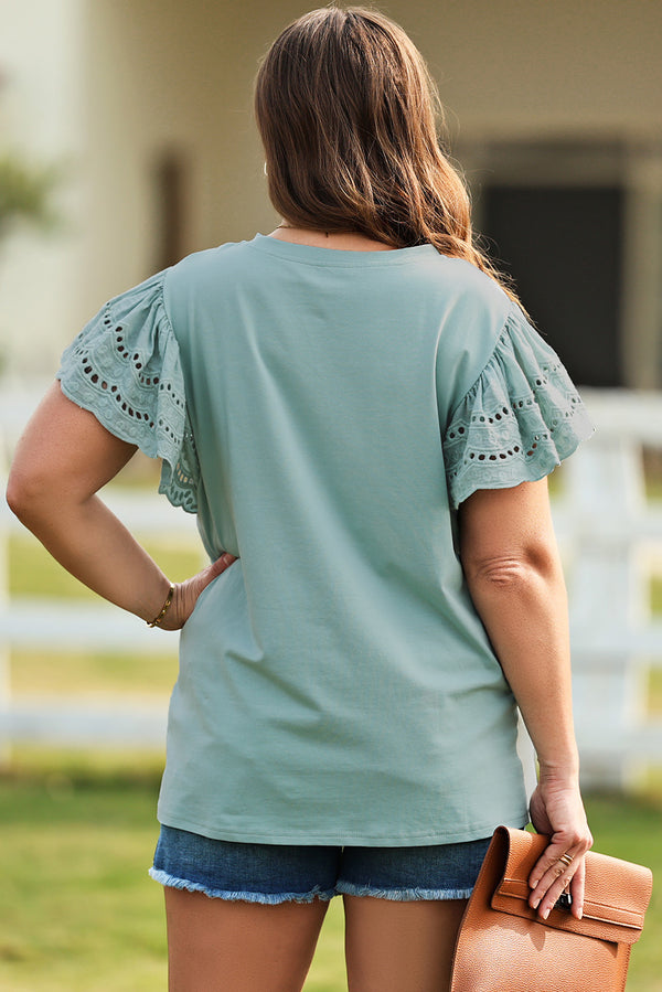 Allie Plus Size Butterfly Sleeve Round Neck Top