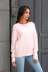 Teresa Round Neck Ribbed Long Sleeve Sweater