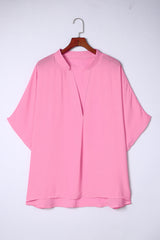 Rosalia Plus Size Notched Neck Half Sleeve Blouse