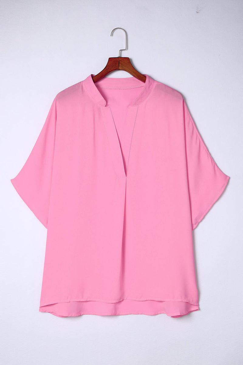 Rosalia Plus Size Notched Neck Half Sleeve Blouse