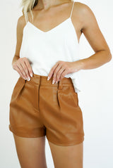 Camilla Brown Leather Short Pants