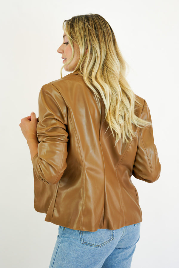 Celine Brown Leather Long Sleeved Jacket