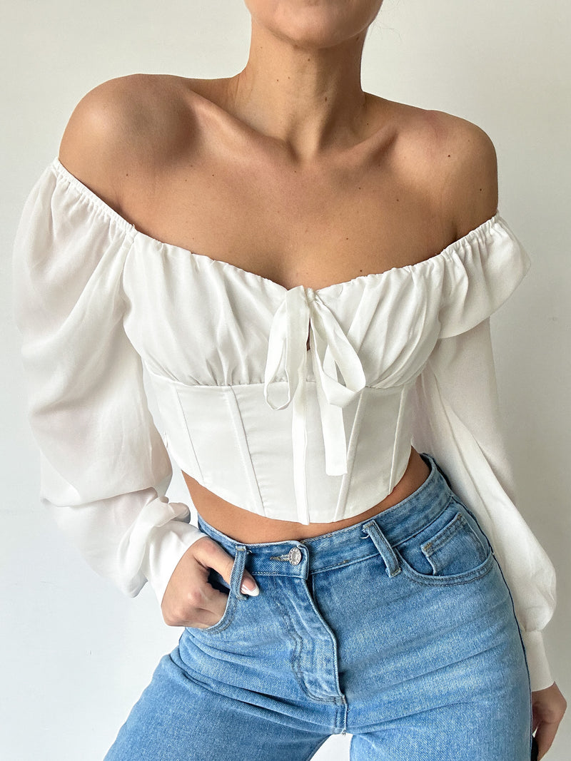 Daisy Long Sleeve Cropped Top