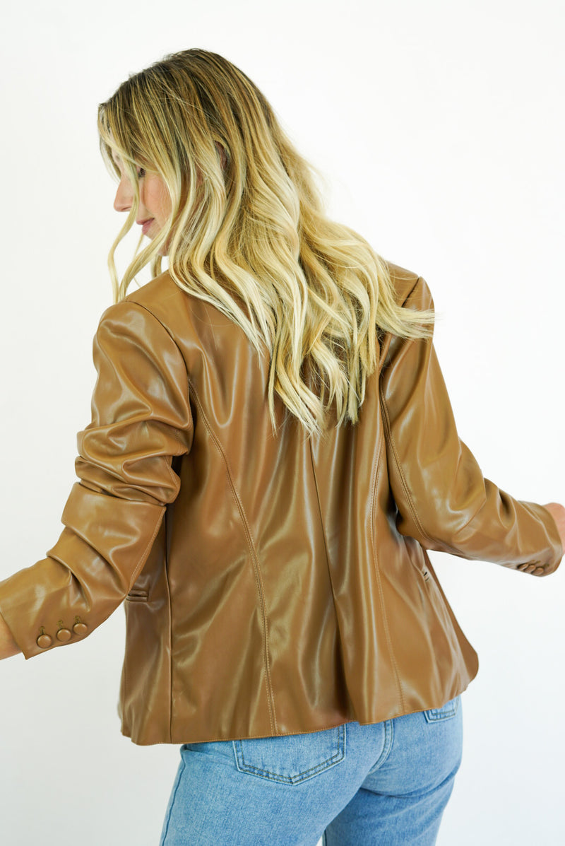 Celine Brown Leather Long Sleeved Jacket