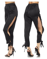 Stephanie Satin Side Knot Pants in BLACK/WHITE
