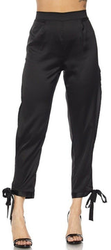 Stephanie Satin Side Knot Pants in BLACK/WHITE